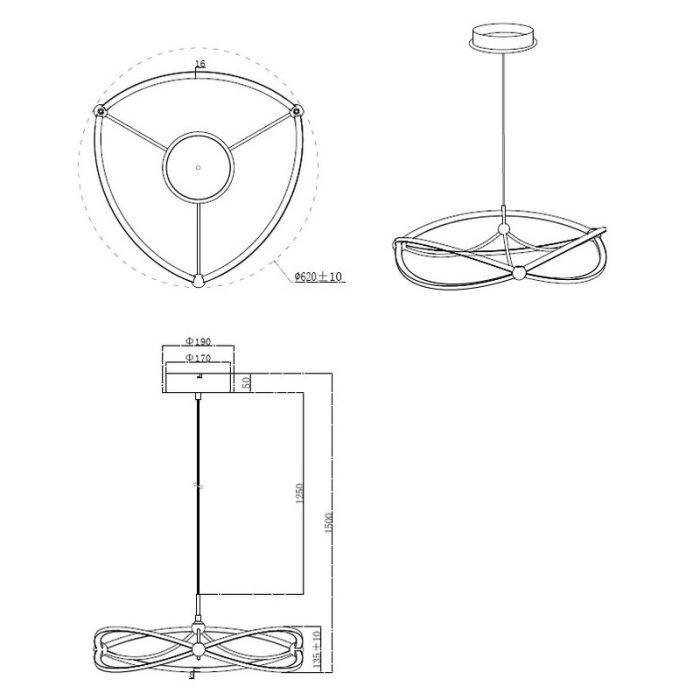 Moderne hanglamp Remy, messing, 42w geintegreerd LED