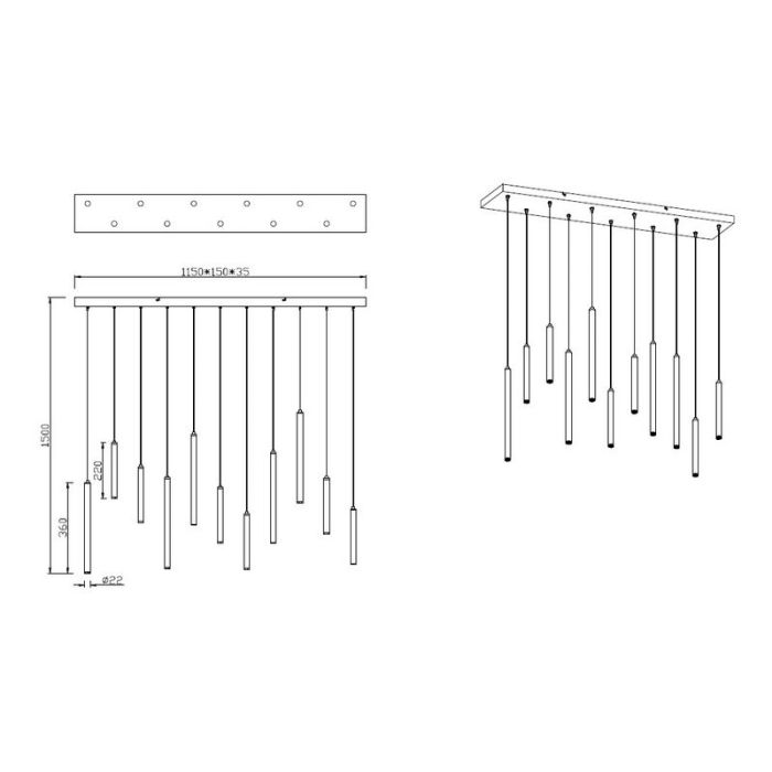 Moderne hanglamp Jessamy, wit, 2,5w geintegreerd LED