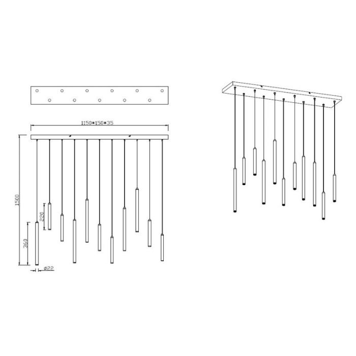 Moderne hanglamp Jessamy, zwart, 2,5w geintegreerd LED