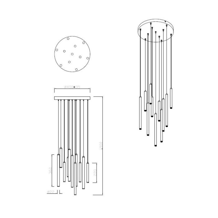 Moderne hanglamp Jessamy, wit, 2,5w geintegreerd LED