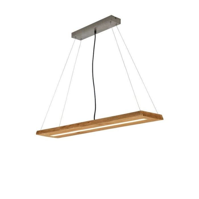 Bruine hanglamp Deka, hout, vintage, 27 watt
