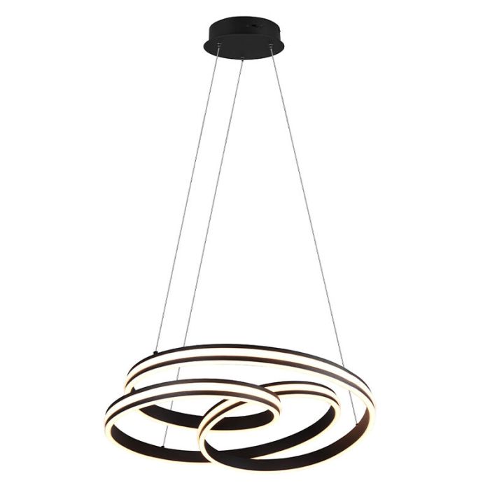 Zwarte hanglamp modern, Elyse, 60W, in lichtkleur verstelbare LED