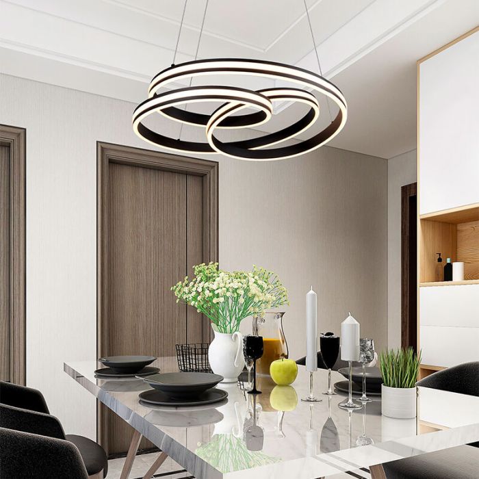 Zwarte hanglamp modern, Elyse, 60W, in lichtkleur verstelbare LED