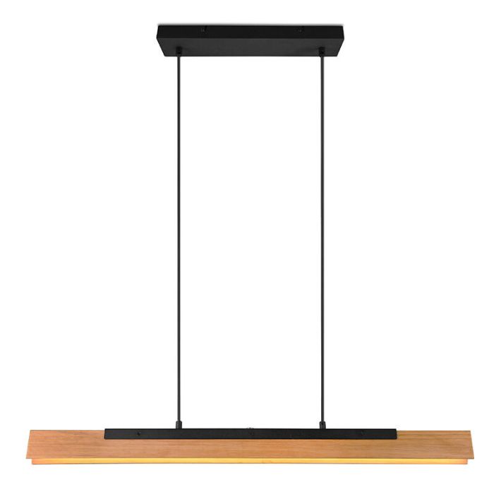 Houten hanglamp bruin, Neville, 25W, 3000K LED, 3-staps dimbaar