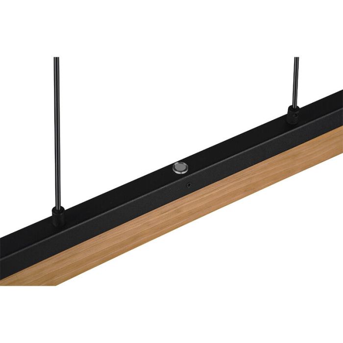 Houten hanglamp bruin, Neville, 25W, 3000K LED, 3-staps dimbaar