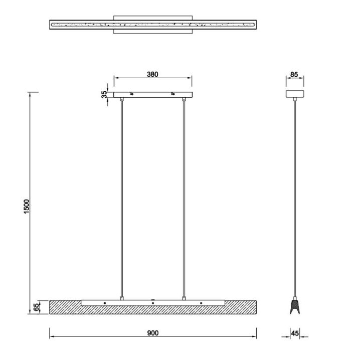 Houten hanglamp bruin, Neville, 25W, 3000K LED, 3-staps dimbaar