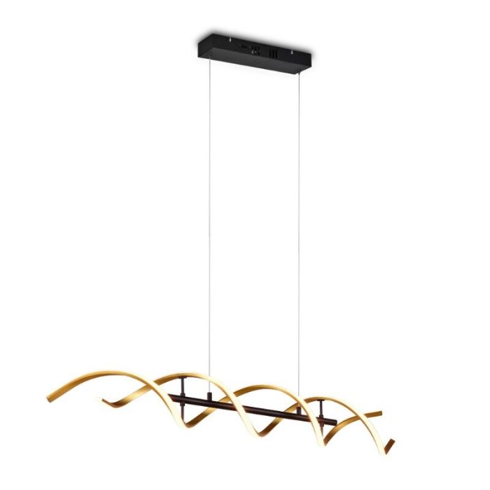 Messing eettafel hanglamp design, Sylvian, 45W, warm tot koud wit verstelbare LED, 3-staps dimbaar