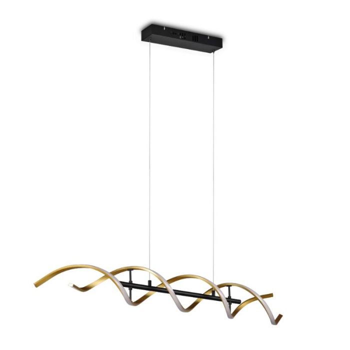 Messing eettafel hanglamp design, Sylvian, 45W, warm tot koud wit verstelbare LED, 3-staps dimbaar