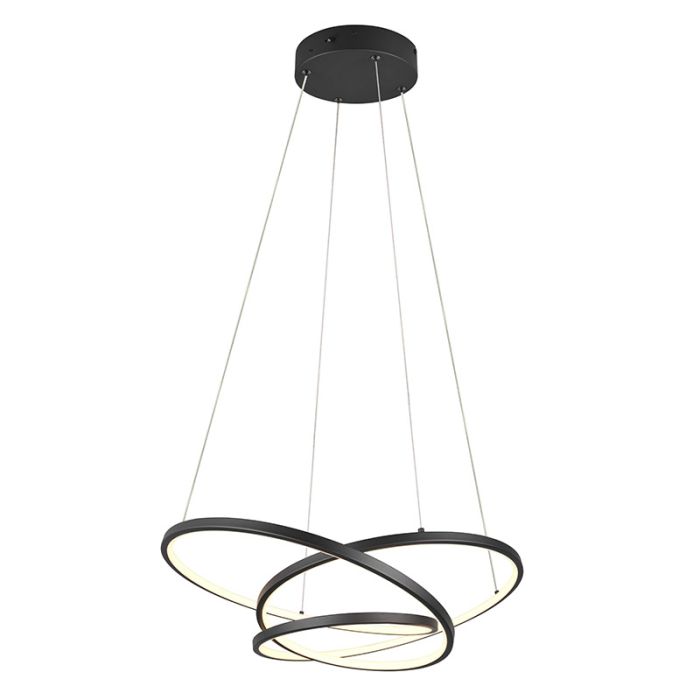 Zwarte hanglamp design, Teodore, 34W, white switch LED, 3-staps dimbaar