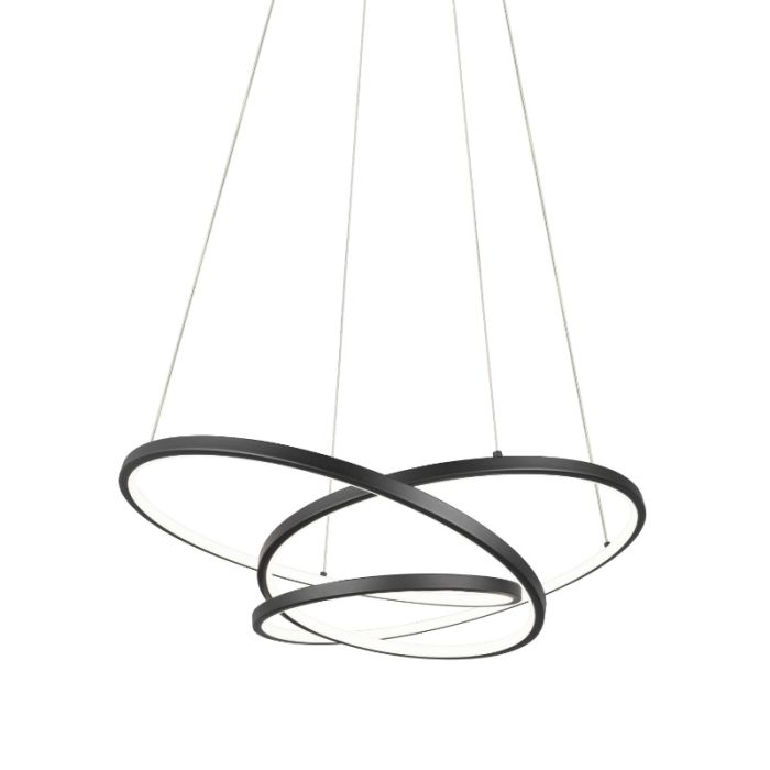Zwarte hanglamp design, Teodore, 34W, white switch LED, 3-staps dimbaar