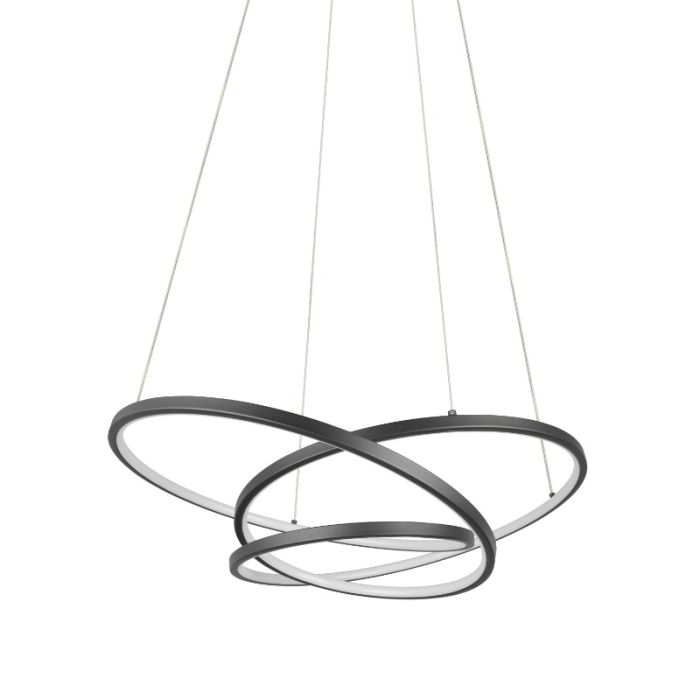 Zwarte hanglamp design, Teodore, 34W, white switch LED, 3-staps dimbaar