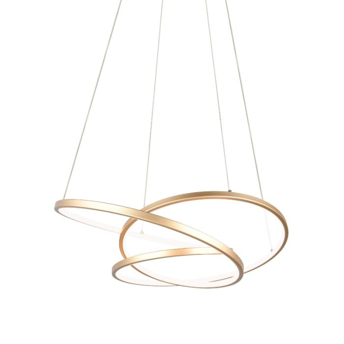 Gouden eettafel hanglamp design, Teodore, 34W, white switch LED, 3-staps dimbaar