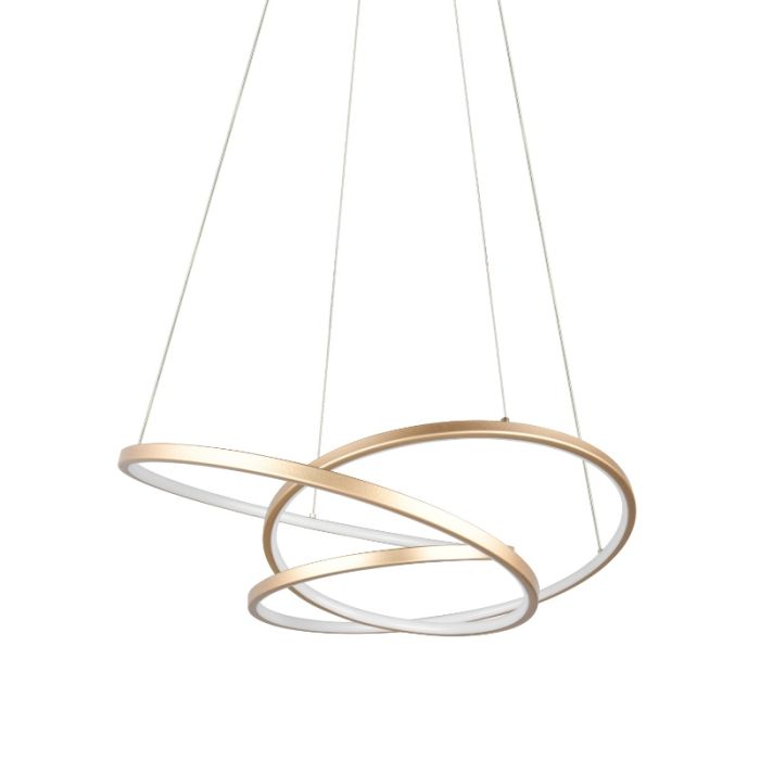 Gouden eettafel hanglamp design, Teodore, 34W, white switch LED, 3-staps dimbaar