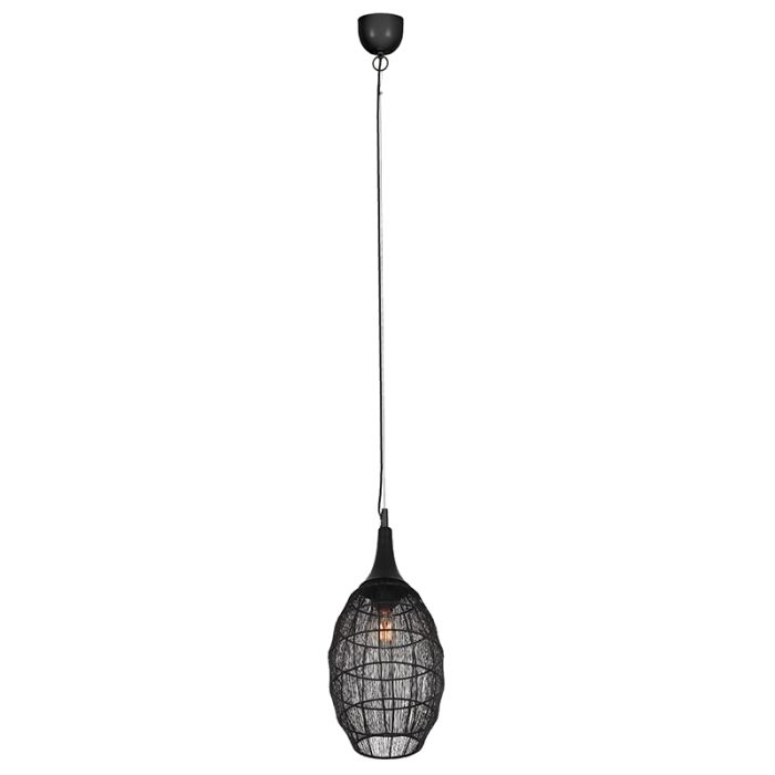 Zwarte hanglamp landelijk, Rins