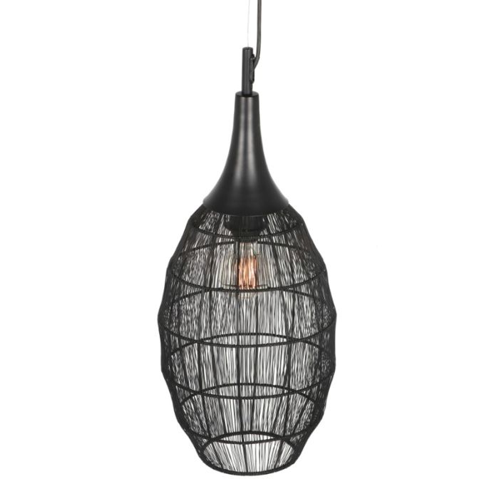 Zwarte hanglamp landelijk, Rins