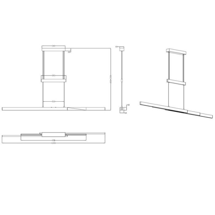 Nikkelen eettafel hanglamp modern, Jessey, 42W, warm tot koud wit verstelbare LED, met touchdimmer