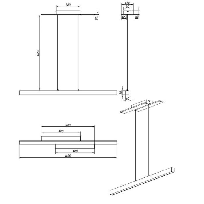 Moderne hanglamp Thyra, zwart, 44w geintegreerd LED