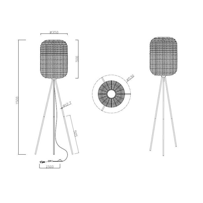 Moderne driepoot vloerlamp Elham, zwart