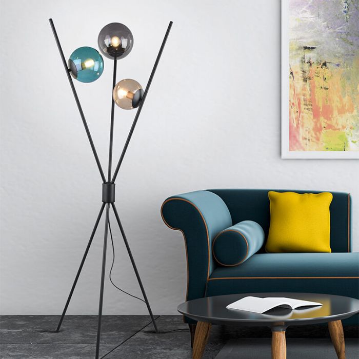 Zwarte vloerlamp Larans, metaal, modern