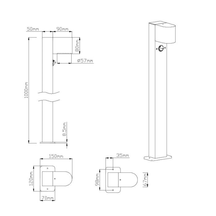 Antraciete staande buitenlamp met bewegingssensor Laurien, aluminium, modern, IP44