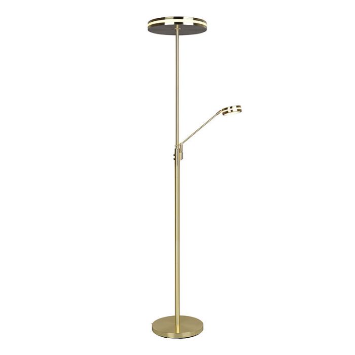 Messing staande leeslamp Marjon, metaal, modern, 35w, warm tot koud wit verstelbare LED