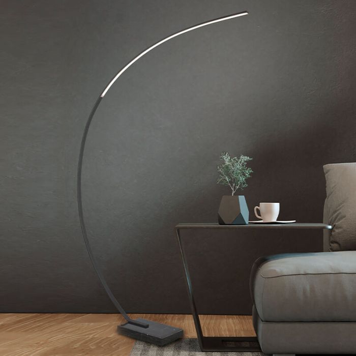 Moderne booglamp Yoel, zwart, 18w geintegreerd LED