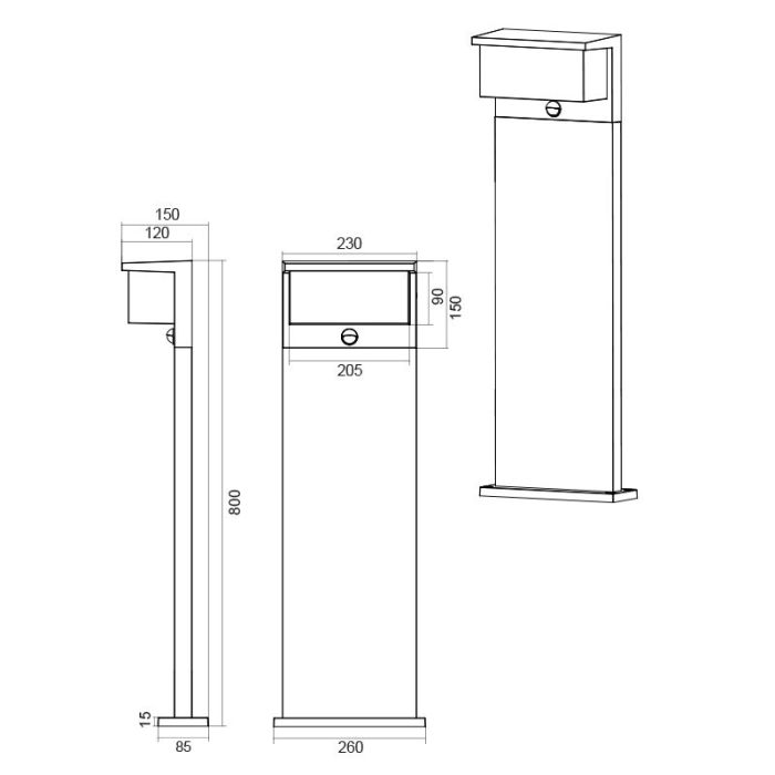Antraciete staande buitenlamp met bewegingssensor modern, Slimane, 13W, 3000K LED, IP54