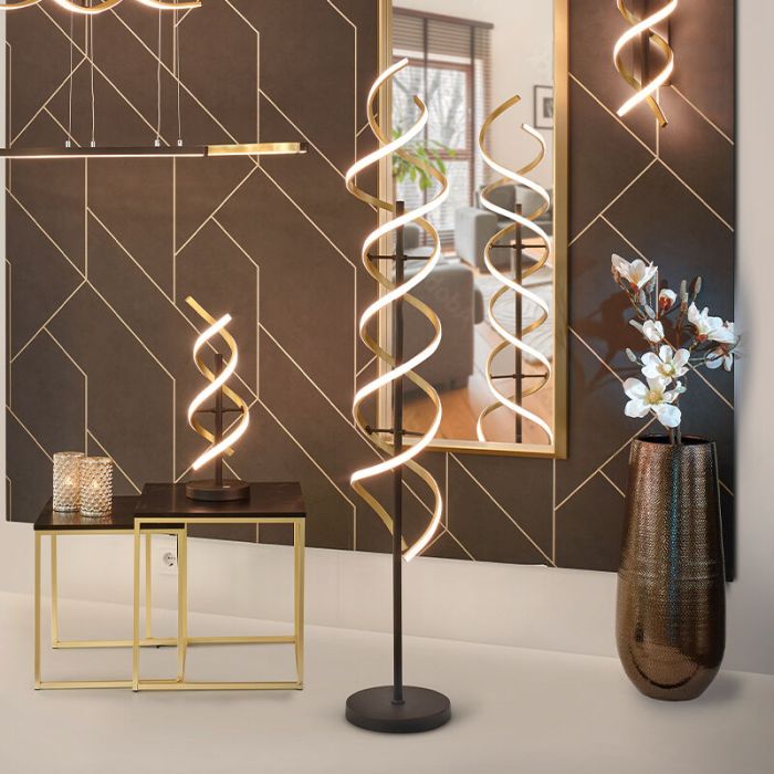 Messing vloerlamp design, Sylvian, 32W, warm tot koud wit verstelbare LED, met touchdimmer