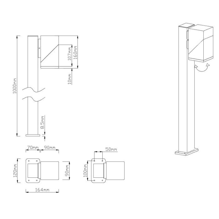 Antraciete buitenlamp Liron, aluminium, modern, 7w, 3000K LED