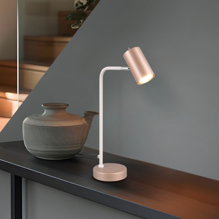 Bruine tafellamp modern, Kaso, met schakelaar