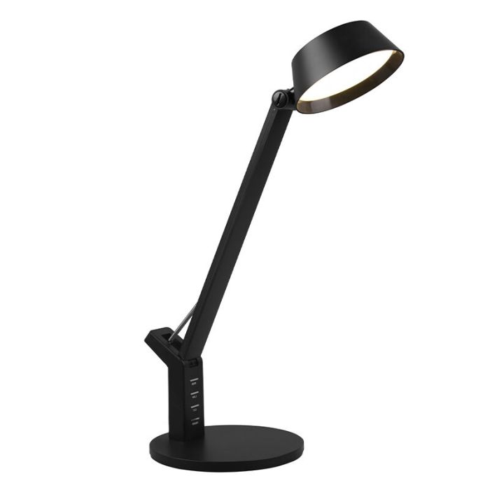 Zwarte bureaulamp modern, Lindi, 5W, warm tot koud wit verstelbare LED, met touchdimmer