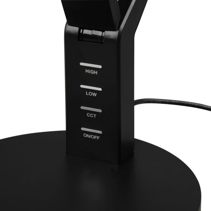 Zwarte bureaulamp modern, Lindi, 5W, warm tot koud wit verstelbare LED, met touchdimmer