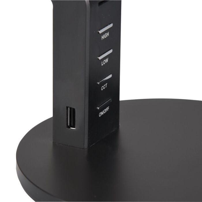 Zwarte bureaulamp modern, Lindi, 5W, warm tot koud wit verstelbare LED, met touchdimmer