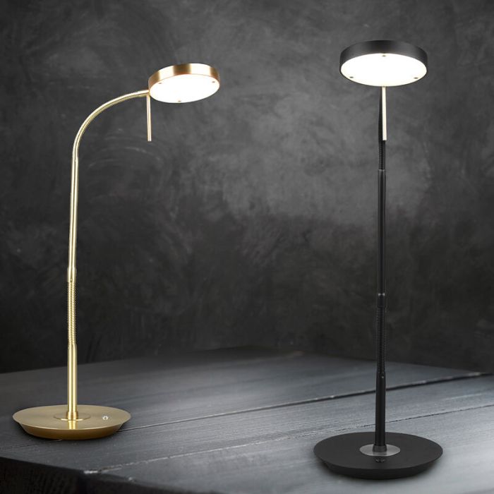 Messing tafellamp modern, Bilge, 12W, in lichtkleur verstelbare LED, met schakelaar