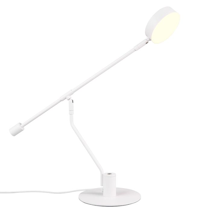 Witte tafellamp modern, Koendert, 6W, white switch LED, met touchdimmer