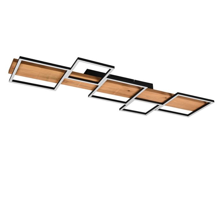 Houten plafonnière bruin, Justian, 42W, 3000K LED, 3-staps dimbaar