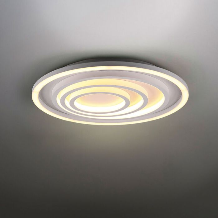 Witte plafonnière modern, Carolijn, 40W, warm tot koud wit verstelbare LED, met afstandsbediening