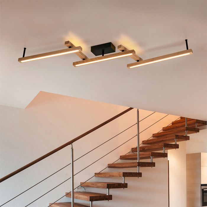 Bruine plafonnière modern, Kelley, 36W, warm tot koud wit verstelbare LED, met afstandsbediening