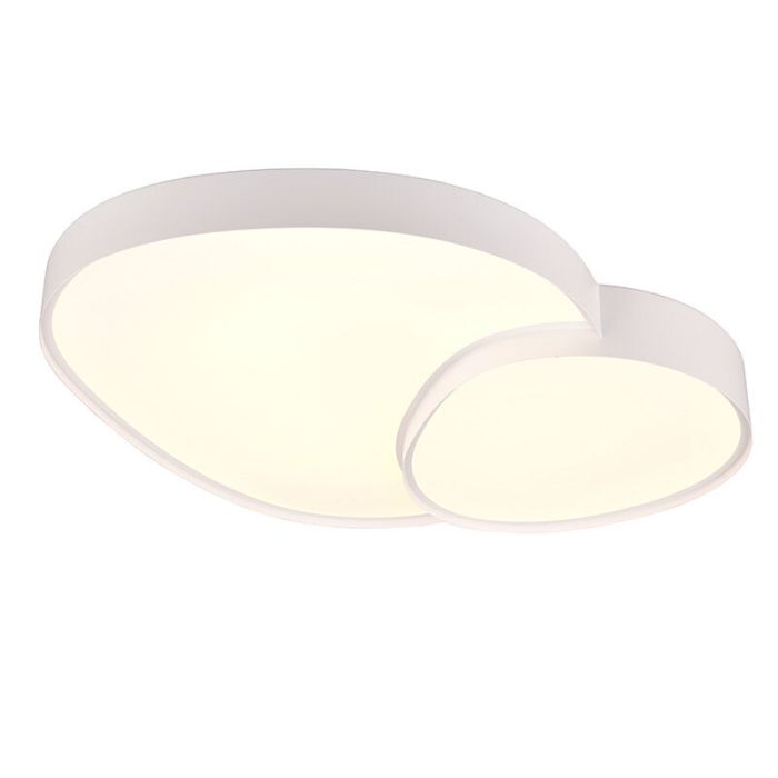 Witte plafondlamp metaal, Merwin, 51W, warm tot koud wit verstelbare LED, met afstandsbediening