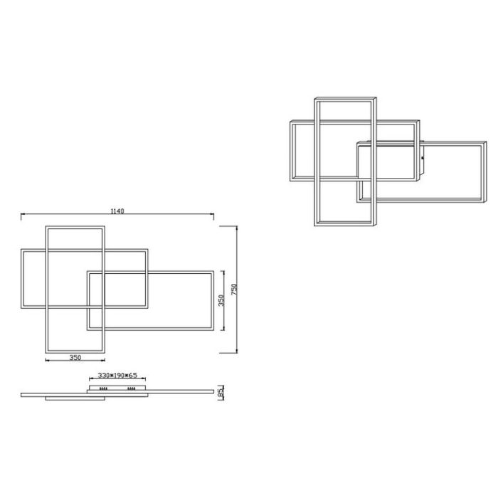 Antraciete plafonnière modern, Jetse, 40W, RGBW LED, met afstandsbediening