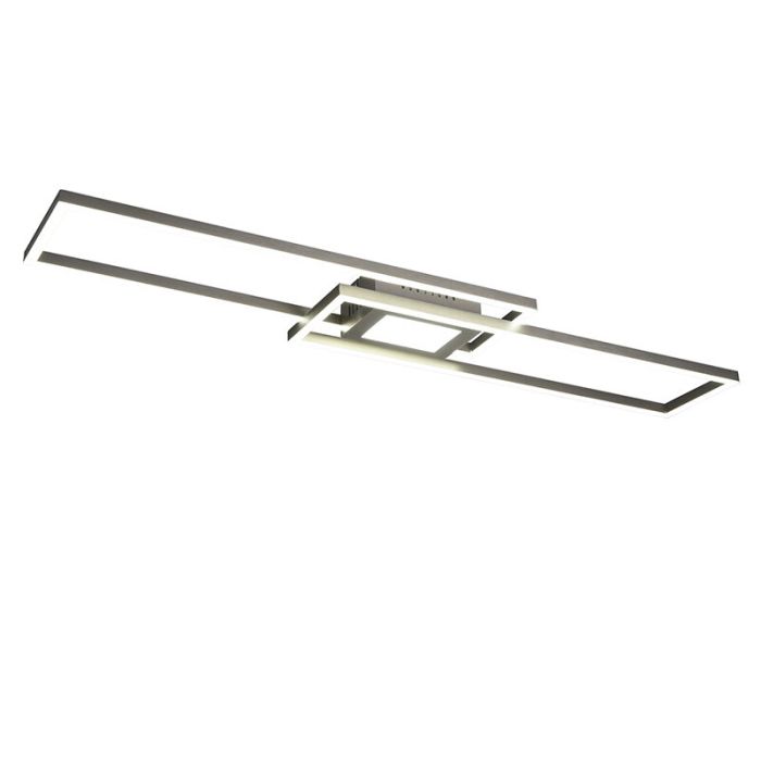 Nikkelen plafonnière modern, Marlous, 37W, RGBW LED, met afstandsbediening
