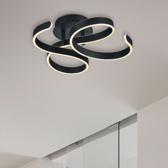 Antraciete plafonniere Davu, metaal, modern, 40 watt