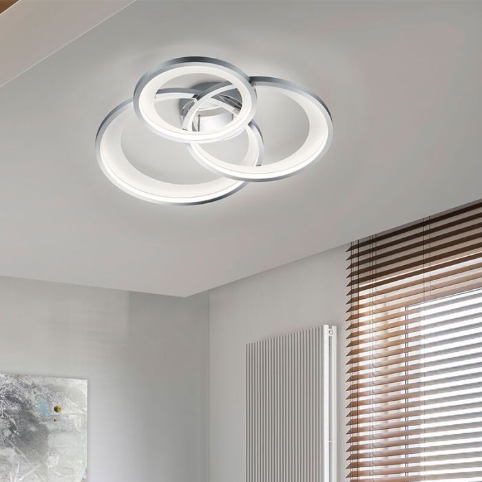 Moderne plafonniere Kendi, chroom, metaal, geïntegreerde LED