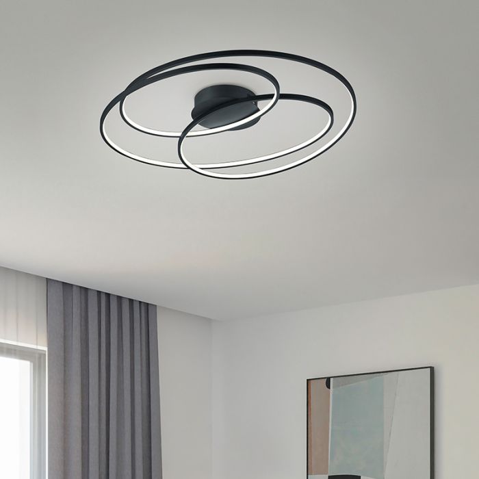 Zwarte plafonniere Sabra, metaal, modern, 50 watt