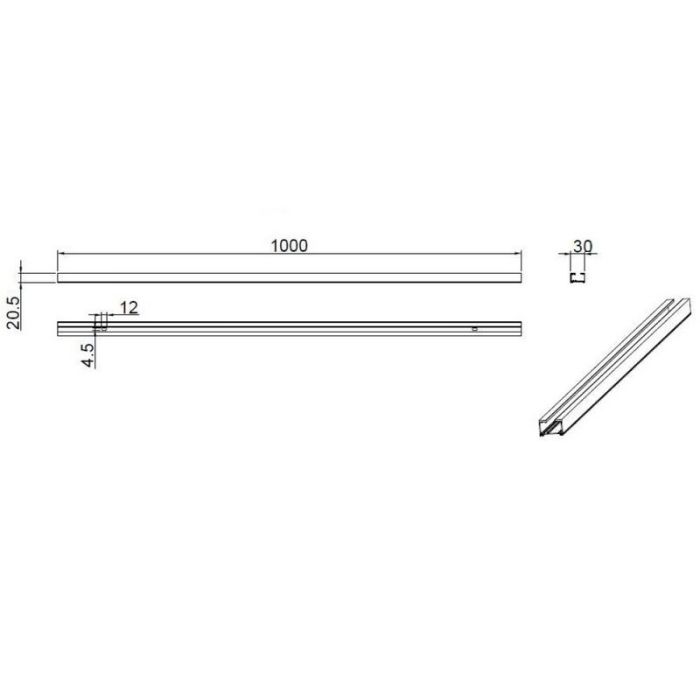 1 meter spanningsrail voor 2-fase railverlichting, grijs