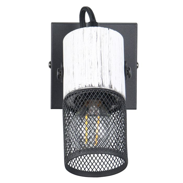 Zwarte wandspot vintage, Marjet, met schakelaar