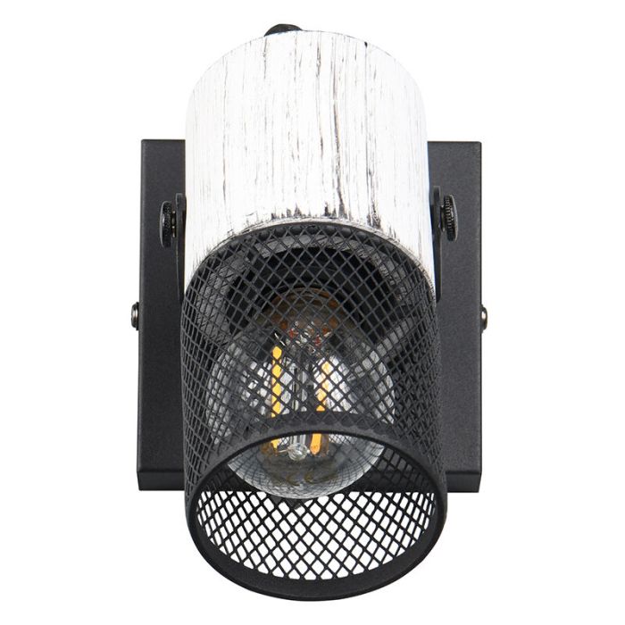 Zwarte wandspot vintage, Marjet, met schakelaar