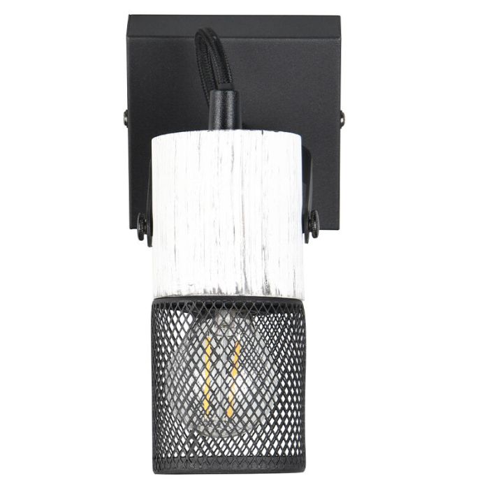 Zwarte wandspot vintage, Marjet, met schakelaar