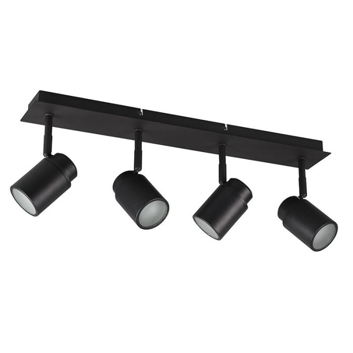 Moderne plafondlamp Nelis, zwart, metaal, IP44