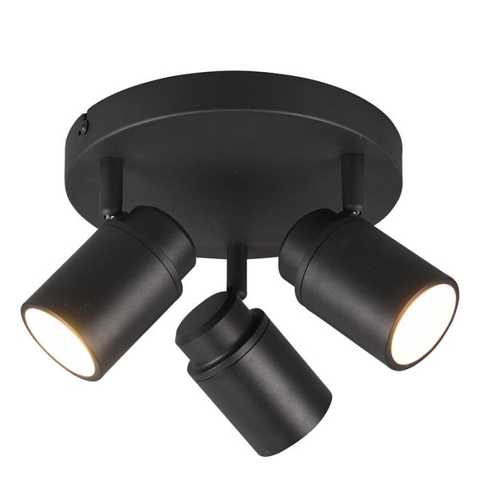 Moderne plafondlamp Nelis, zwart, metaal, IP44